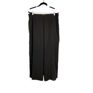 Citron Santa Monica Womens 0X Black Wide-Leg Pants 95% Silk 5% Spandex
